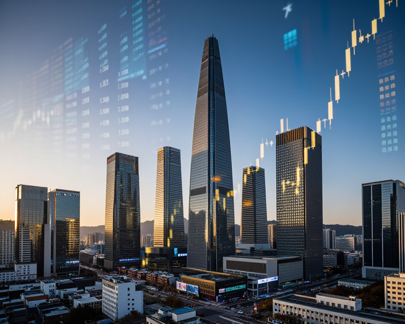 Seoul Financial District Stock Market Overlay