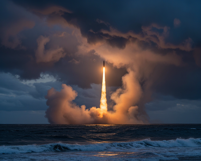 Dramatic Missile Launch Silhouette
