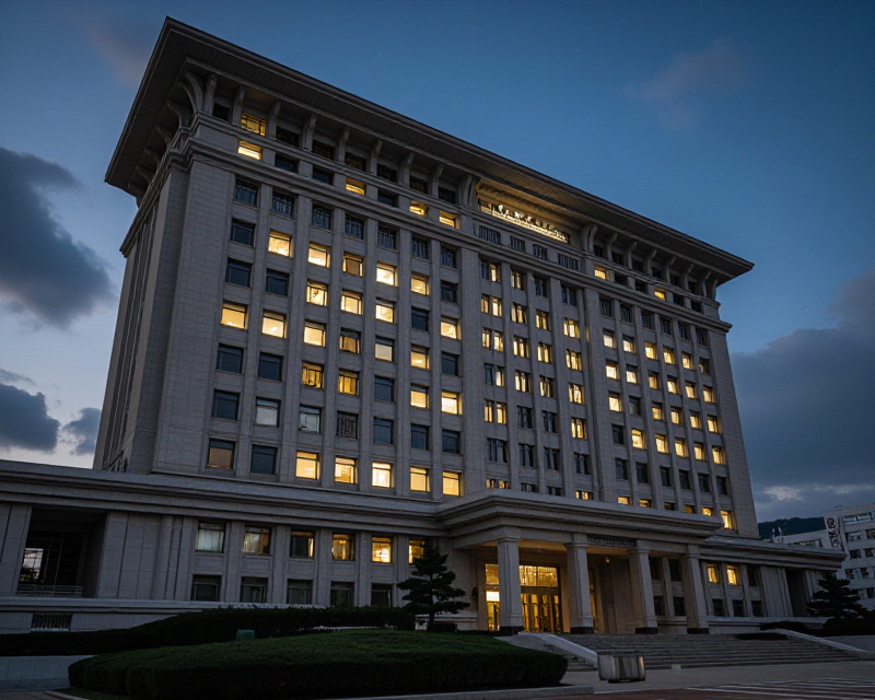 South Korean National Assembly Building at Twilight